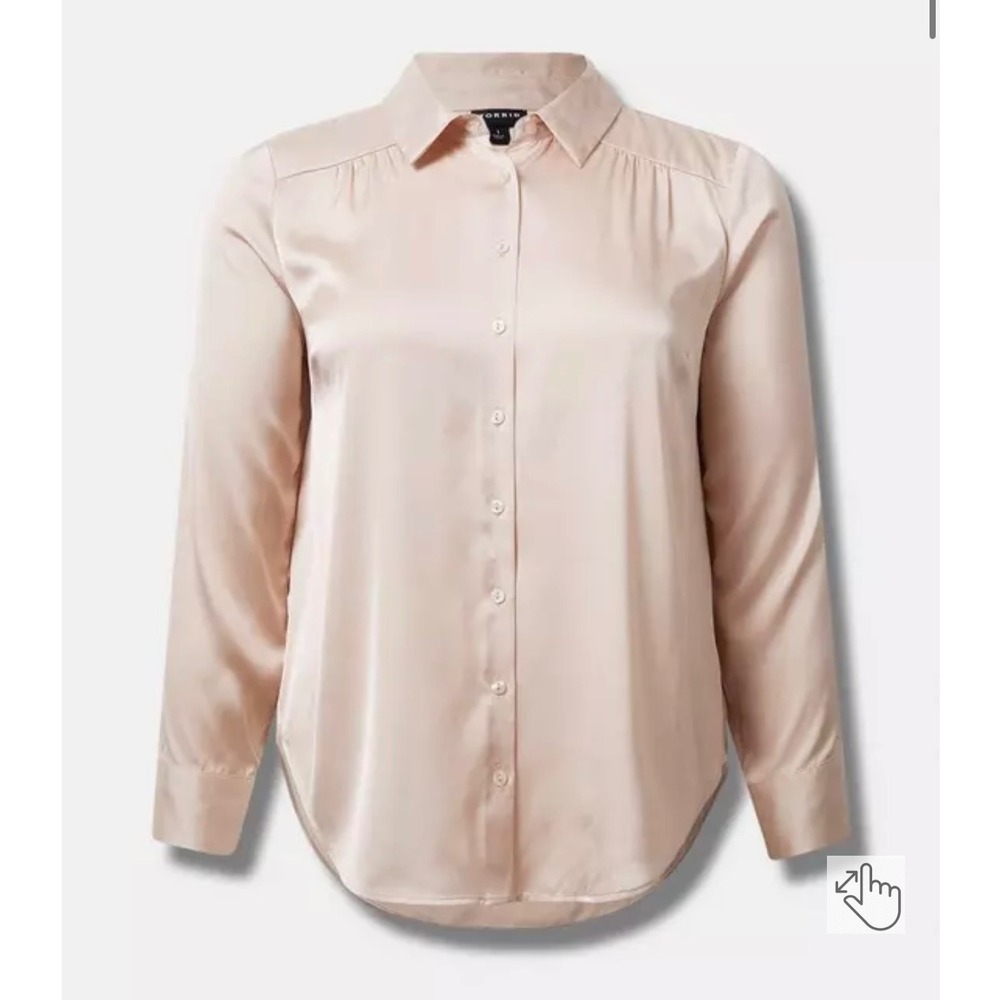NWT Torrid Womens Madison Satin‎ Blouse Top 4X Drapey Holiday Silky Champagne